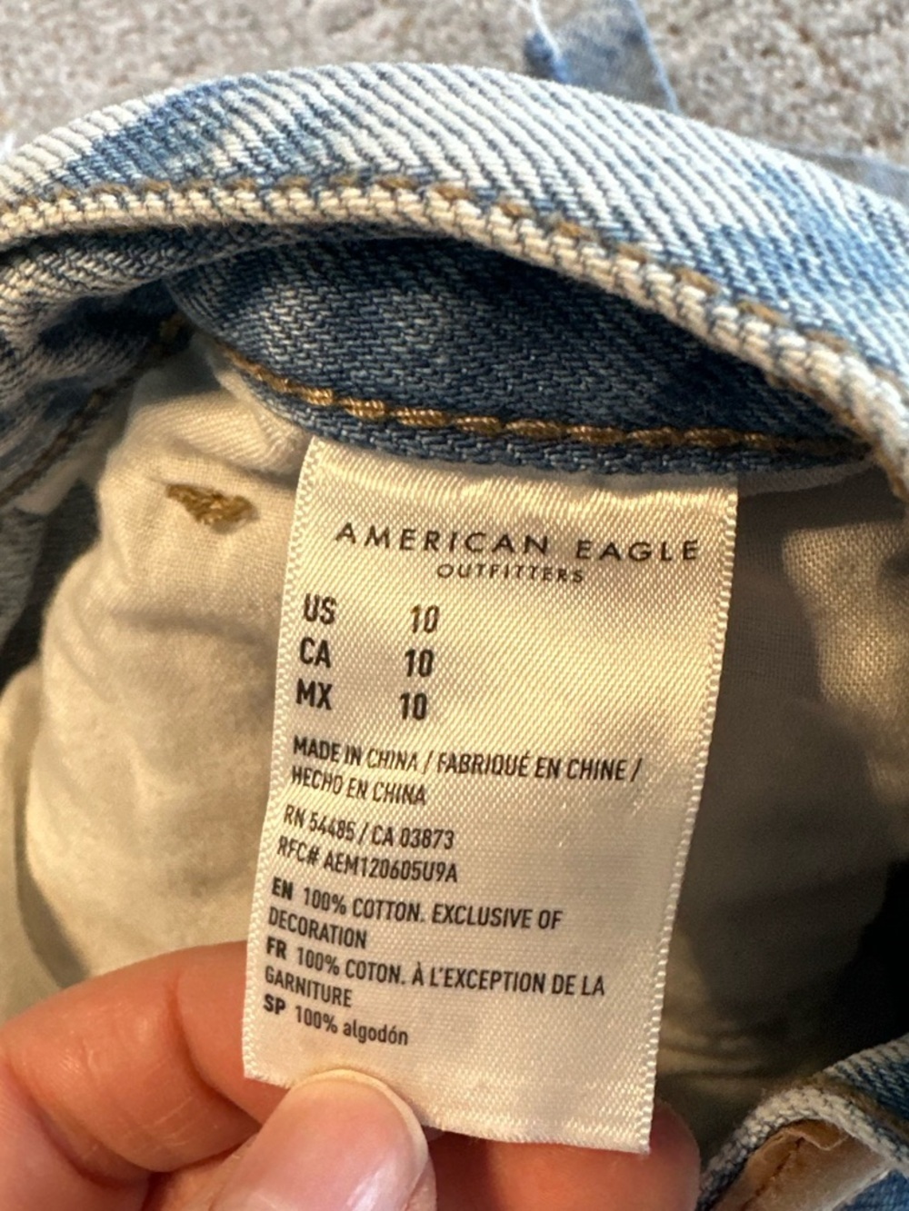 American Eagle High Rise Denim Shorts Size 10 Distressed Frayed Hem Blue - Picture 9 of 9